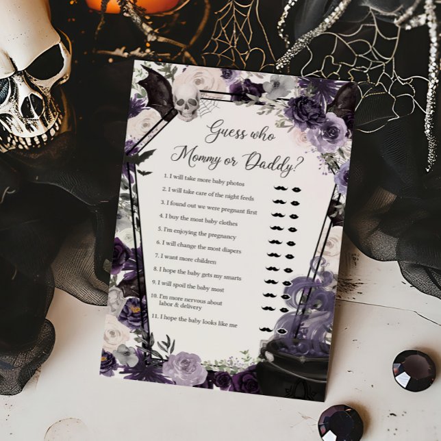 ベビーは誰のママまたはパパのゲームをブルーイング推測 (Floral Gothic Coffin A Baby is Brewing Baby Shower Guess Who Mommy or Daddy Game)