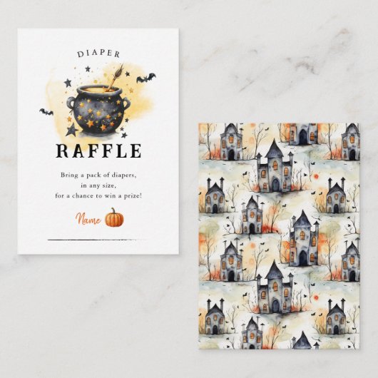 ベビーは赤ちゃんシャワーおむつラッフルを醸造している エンクロージャーカード (正面/裏面)