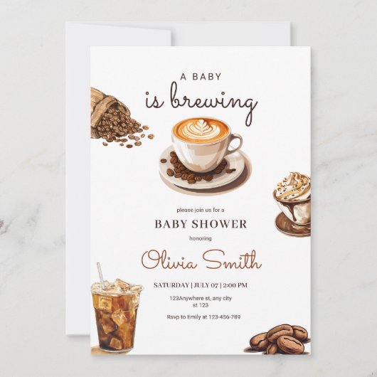 ベビーは赤ちゃんシャワー、コーヒーベビーシャワーを醸造している 招待状 (正面)