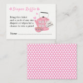 ベビーは赤ちゃん女の子シャワーおむつラッフルを醸造している エンクロージャーカード (正面/裏面)