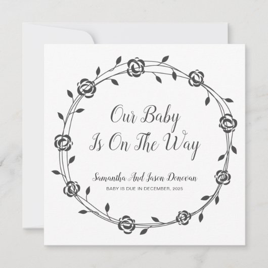 ベビーは途中の花芽リース妊娠 案内状 (正面)
