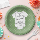 ベビーは醸造されている – カップルのシャワー – 緑 ペーパープレート