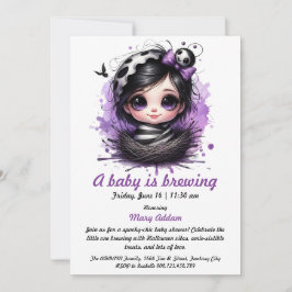 ベビーは醸造されている – ゴシック様式のハロウィーンの赤ちゃんシャワー 招待状