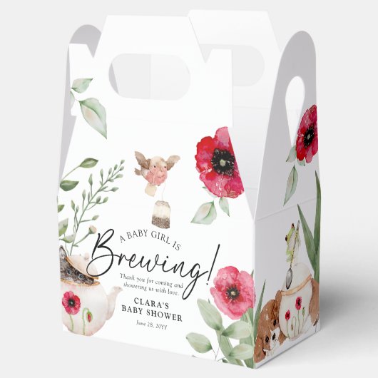 「ベビーは醸造している」動物茶パーティー赤ちゃんシャワー フェイバーボックス (オープン)