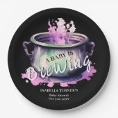 ベビーは醸造だ |ハロウィーンのベビーシャワー ペーパープレート (正面)