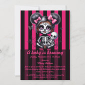 ベビーは醸造だ | ピンクのハロウィーンの赤ちゃんシャワー 招待状 (正面)