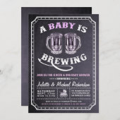 「ベビーは醸造だ」ベビーシャワー招待状（女） 招待状 (正面/裏面)