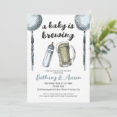 ベビーは醸造カップル赤ちゃんシャワー招待状 招待状 (スタンド正面)