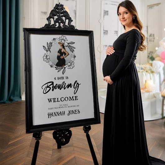 ベビーは醸造ゴシックベビーシャワースカル&花 ポスター