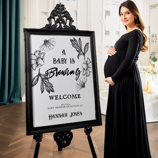 ベビーは醸造ゴシックベビーシャワースカル&花 ポスター