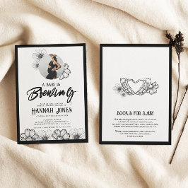 ベビーは醸造ゴシックベビーシャワースカル&花 招待状