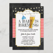 ベビーは醸造チョークボードビール赤ちゃんシャワー 招待状 (正面/裏面)