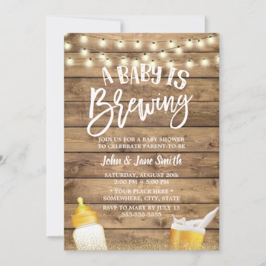 ベビーは醸造バ素朴ンビアベビーシャワー 招待状 (正面)