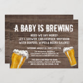 ベビーは醸造パパの男のおむつシャワー 招待状 (正面/裏面)