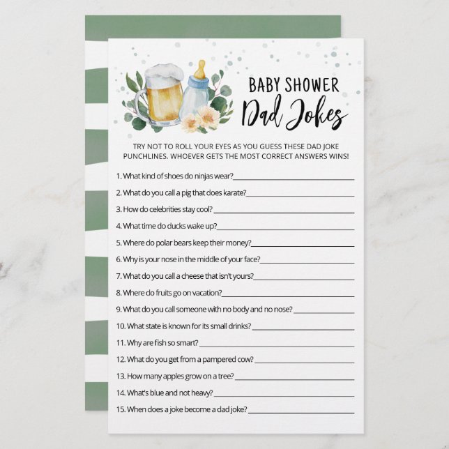 ベビーは醸造パパジョーク赤ちゃんシャワーパーティーゲーム (正面/裏面)