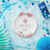 ベビーは醸造フラワーバラ茶ベビーシャワー ペーパープレート (パーティー)