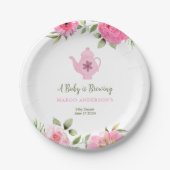 ベビーは醸造フラワーバラ茶ベビーシャワー ペーパープレート (正面)
