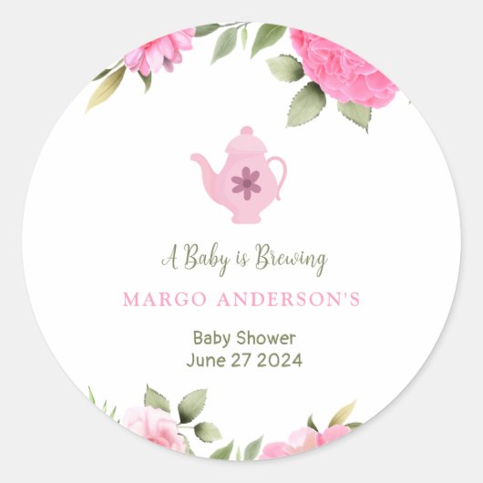 ベビーは醸造フラワーバラ茶ベビーシャワー ラウンドシール (正面)