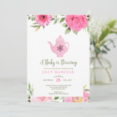 ベビーは醸造フラワーバラ茶ベビーシャワー 招待状 (スタンド正面)