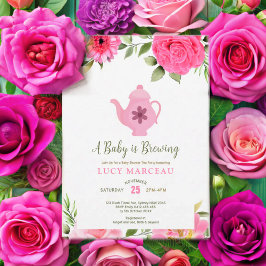 ベビーは醸造フラワーバラ茶ベビーシャワー 招待状