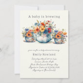 ベビーは醸造フローラティーカップベビーシャワー 招待状 (正面)