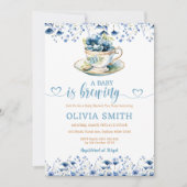 ベビーは醸造フローラ紅茶パーティー少年ベビーシャワー 招待状 (正面)