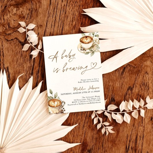 ベビーは醸造ベビーシャワー、コーヒーベビーシャワー 招待状