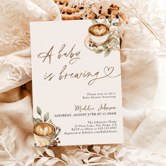 ベビーは醸造ベビーシャワー、コーヒーベビーシャワー 招待状