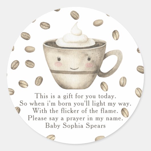 ベビーは醸造ベビー-祈りの言葉キャンドルラベル ラウンドシール (正面)