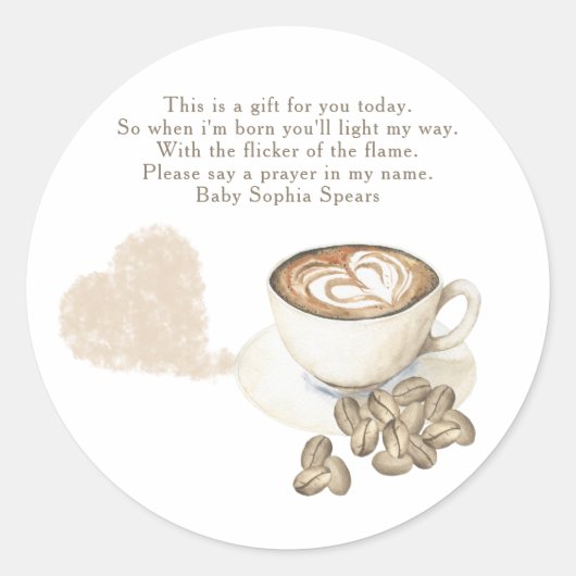 ベビーは醸造ベビー-祈りの言葉キャンドルラベル ラウンドシール (正面)