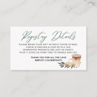 ベビーは醸造中 – レジストリ詳細 – 緑 エンクロージャーカード