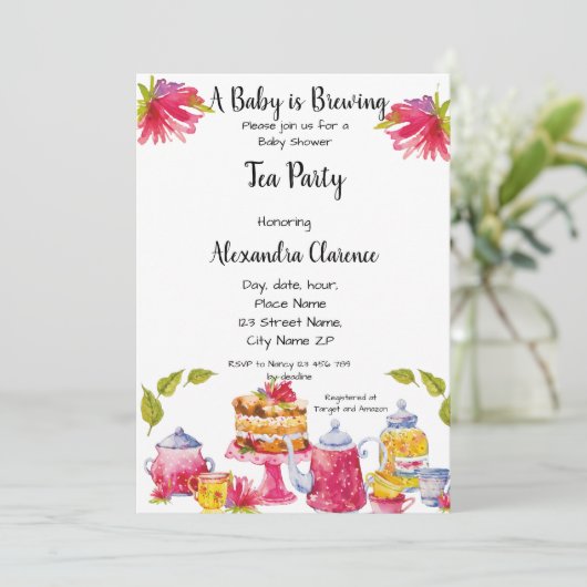 ベビーは醸造招待状茶パーティー赤ちゃんシャワー 招待状 (スタンド正面)