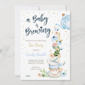 ベビーは醸造招待状茶パーティー赤ちゃんシャワー 招待状 (正面)