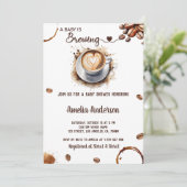 ベビーは醸造水色コーヒーベビーシャワー 招待状 (スタンド正面)