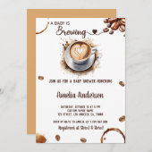 ベビーは醸造水色コーヒーベビーシャワー 招待状 (正面/裏面)