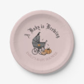 ベビーは醸造秋ベビーシャワー好意ステッカー ペーパープレート (正面)