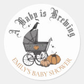 ベビーは醸造秋ベビーシャワー好意ステッカー ラウンドシール (正面)