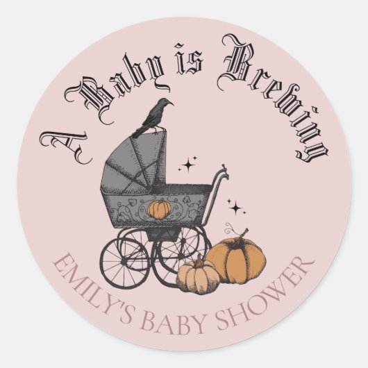 ベビーは醸造秋ベビーシャワー好意ステッカー ラウンドシール (正面)