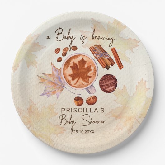 ベビーは醸造秋秋のベビーシャワー ペーパープレート (正面)