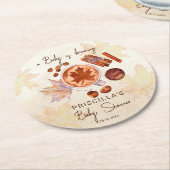 ベビーは醸造秋秋の赤ちゃんシャワーの好意 ラウンドペーパーコースター (アングル)