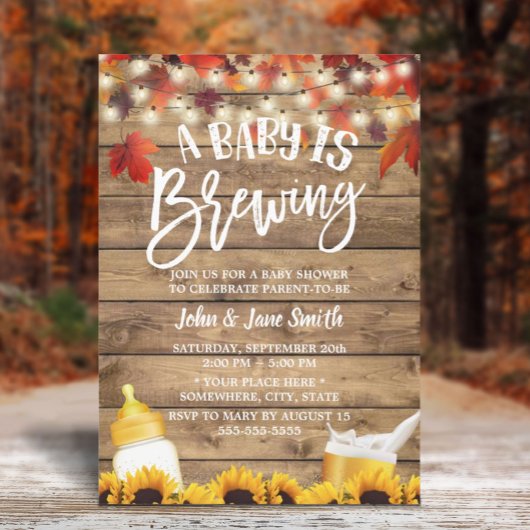 ベビーは醸造紅葉素朴ベビーシャワー 招待状