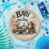 ベビーは醸造素朴茶釜ピーチシャワー ペーパープレート (パーティー)