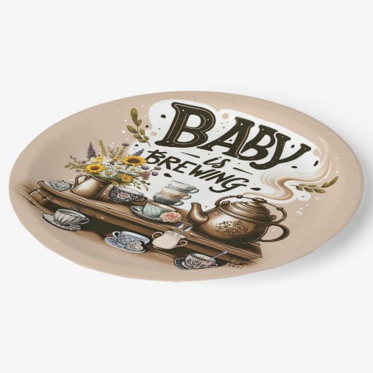 ベビーは醸造素朴茶釜ピーチシャワー ペーパープレート (アングル)