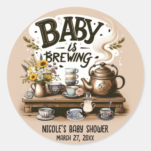 ベビーは醸造素朴茶釜ピーチシャワー ラウンドシール (正面)