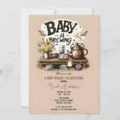 ベビーは醸造素朴茶釜ピーチシャワー 招待状 (正面)