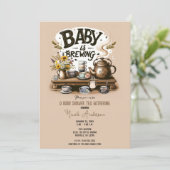 ベビーは醸造素朴茶釜ピーチシャワー 招待状 (スタンド正面)