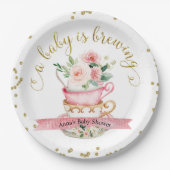 ベビーは醸造茶パーティーシャワー紙プレート ペーパープレート (正面)