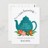 ベビーは醸造茶パーティーベビーシャワー招待状 ポストカード (正面/裏面)