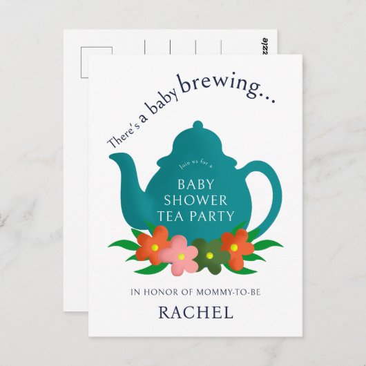 ベビーは醸造茶パーティーベビーシャワー招待状 ポストカード (正面/裏面)