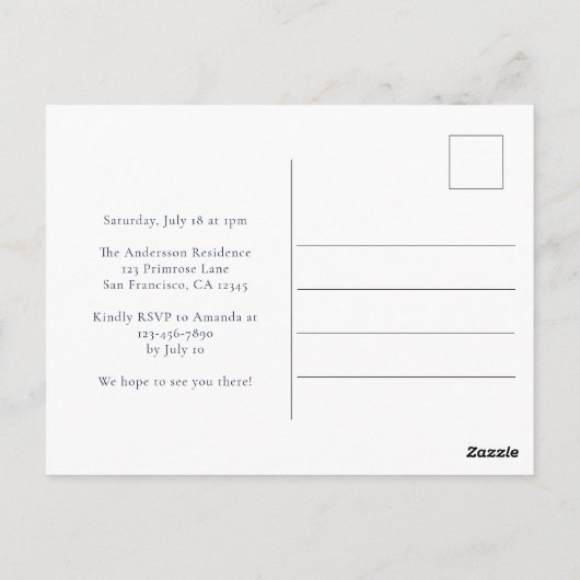 ベビーは醸造茶パーティーベビーシャワー招待状 ポストカード (裏面)